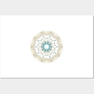 Feathers and Catkins Kaleidoscope Pattern Posters and Art